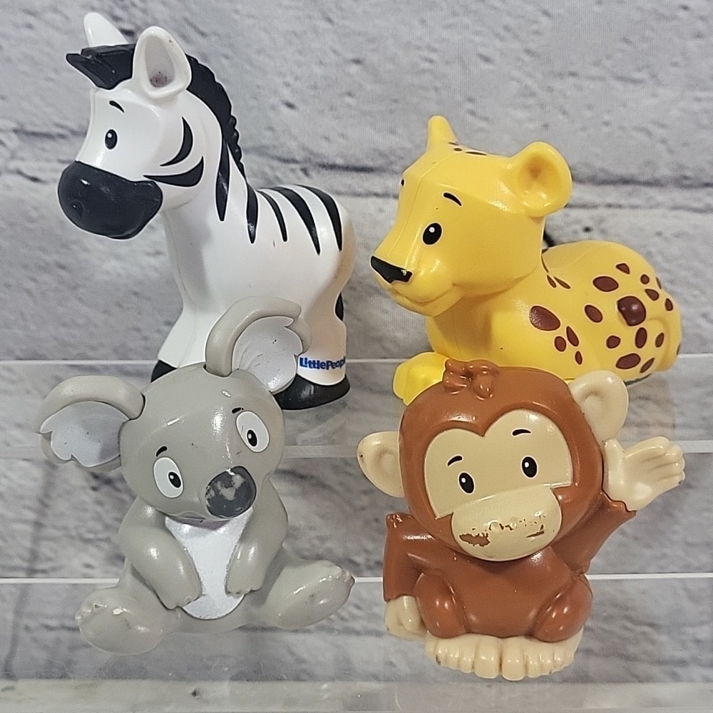 Fisher-Price Little People Animal Figures Lot Of 4 Cheetah Zebra Koala Monkey